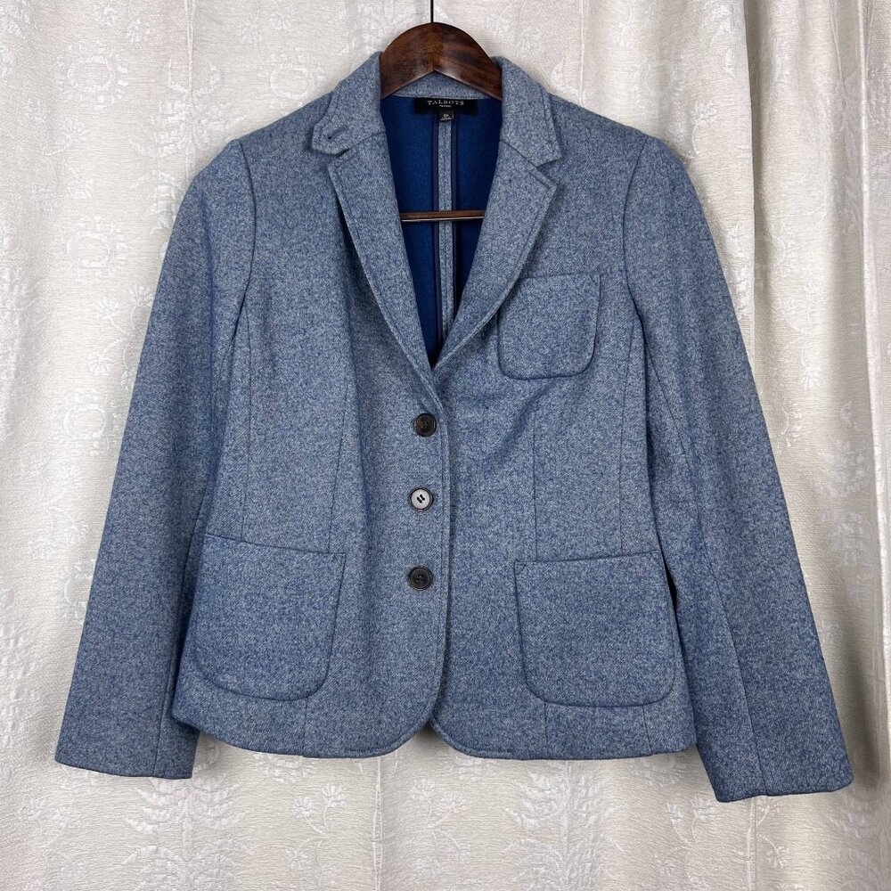 Talbots Petites Aberdeen blue wool blazer academia ivy league preppy 12P jacket